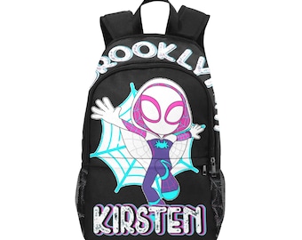 Mochila personalizada de Spider-Gwen: mochila escolar de nailon impermeable