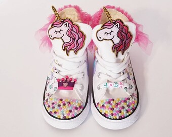 Custom Unicorn Converse | Rainbow Converse for Toddler Size 9 | Kid's Chucks | Unicorn Chucks | Unicorn Chuck Taylors | Custom Sneakers