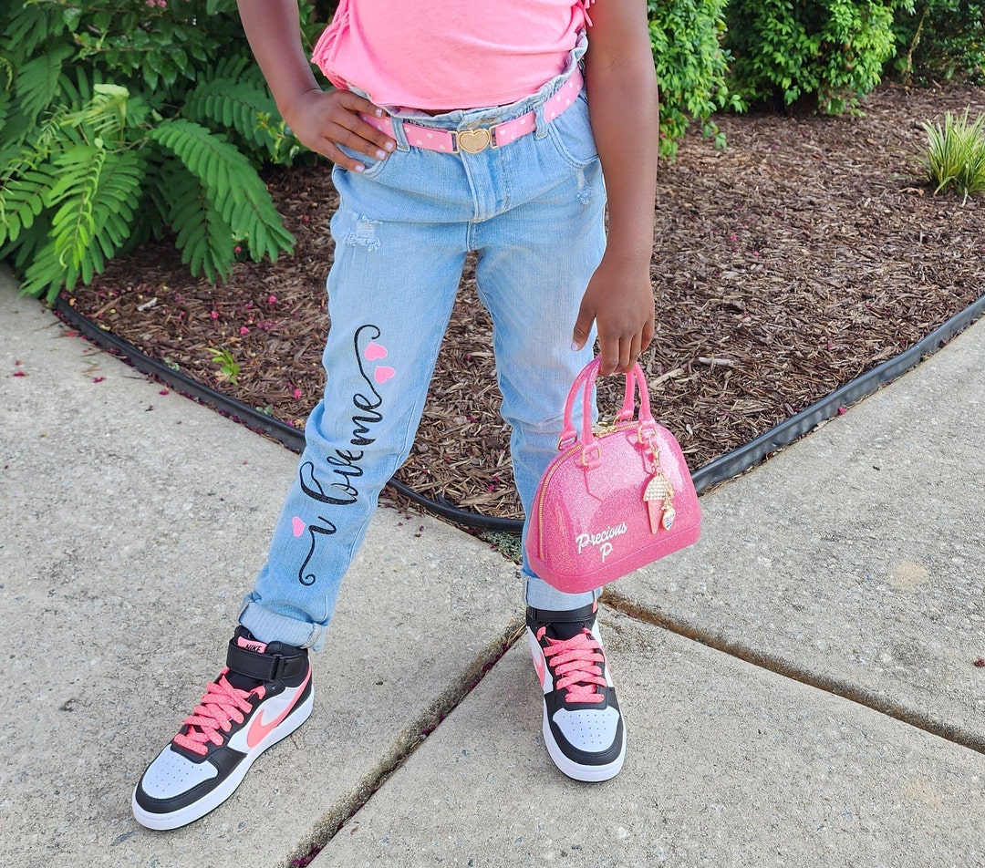 Custom Girls Paper Bag Jeans Girls Blue Jeans Custom Jeans Etsy