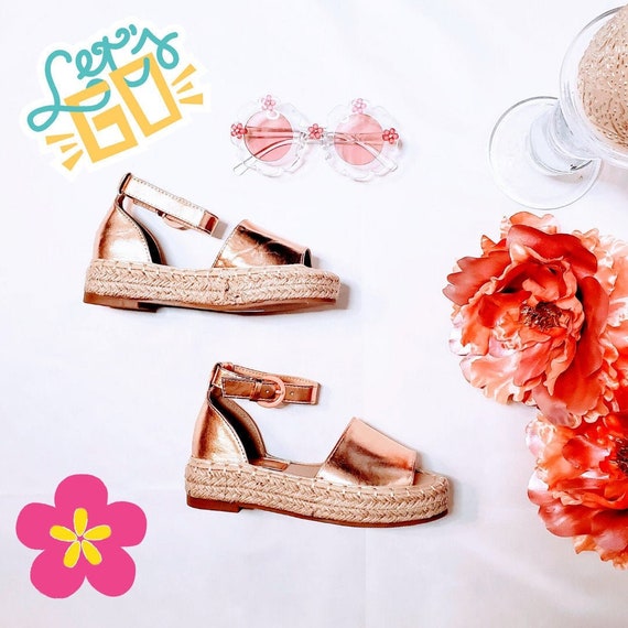 Rose gold cheap espadrille platform sandals