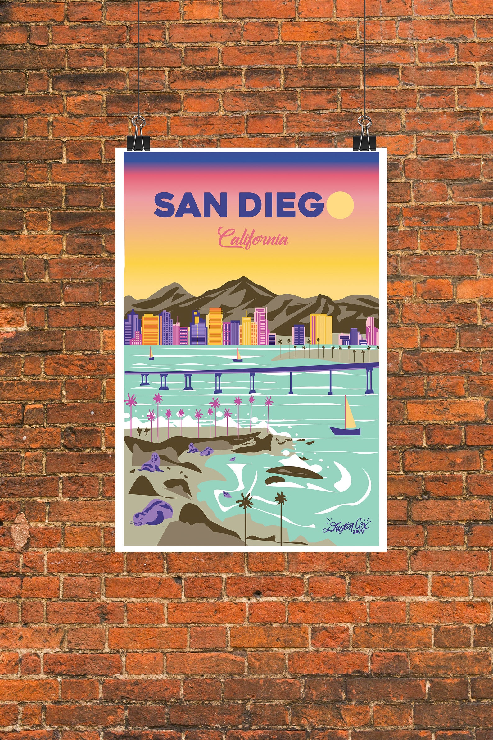 San Diego City Poster Etsy