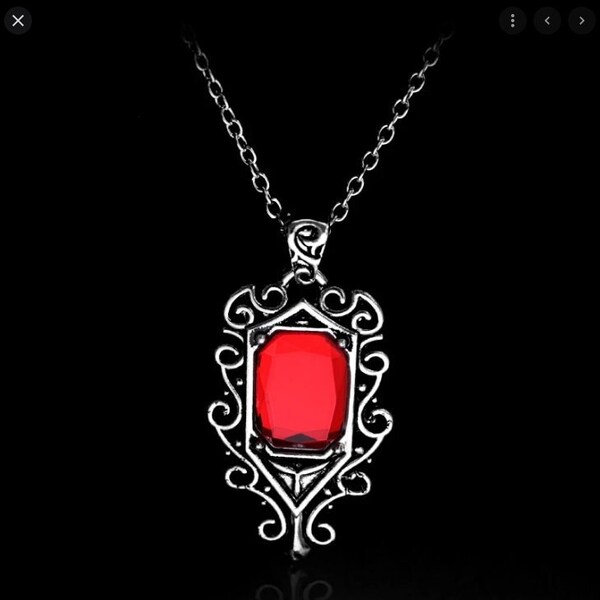 Mortal City Bones Isabelle Lightwood's Red Necklace Vampire Halloween Silver