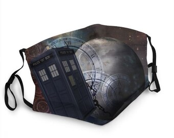 TIME TRAVEL TARDIS Dr Who Mask Breathable  Washable Protection Face Cover Reusable Force Scifi