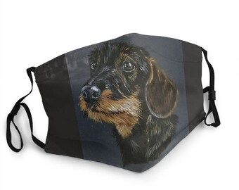 TECKEL DACHSHUND Dog Mask & Breathable Washable Protection Face Cover Goth  Reusable Sausage Daxi Pup