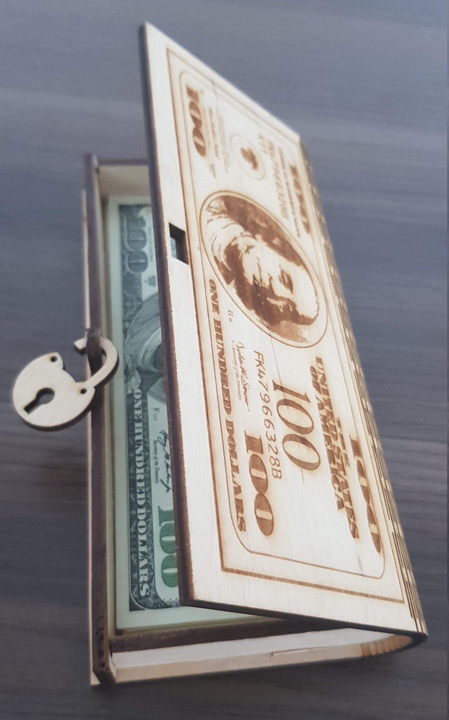 Nice Engraved Wood Box Holder for Dollars / USD Money Cash Etsy UK
