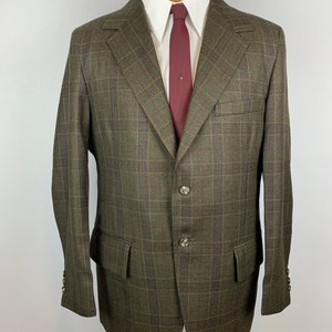 Vintage 70s Campus Mens Green Plaid Blazer Sports Coat Size 40 R image 2