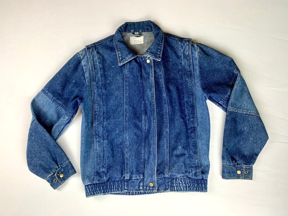 Vintage 80s Two Tone Zipper Denim Jacket - Etsy Norway