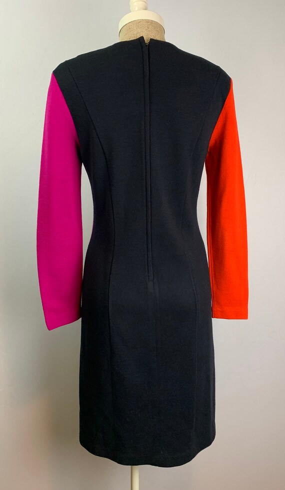 Color Blocked Knit Dress | Vintage 80s | Sheath S… - image 6