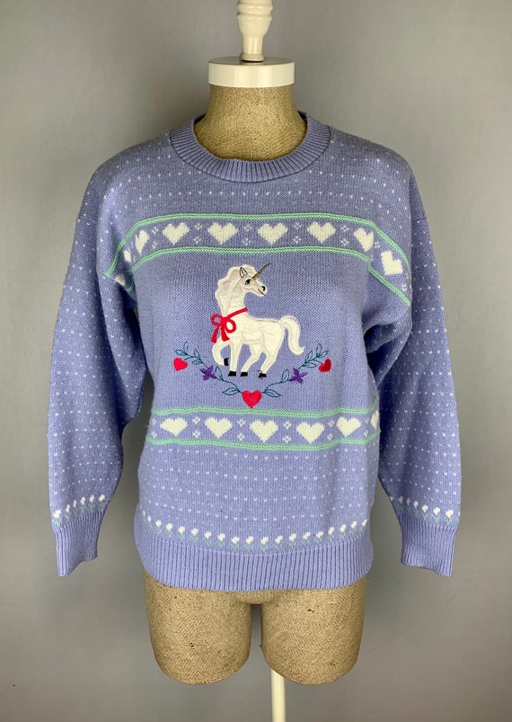 Vintage 70’s Women’s Unicorn Hearts Sweater Size S