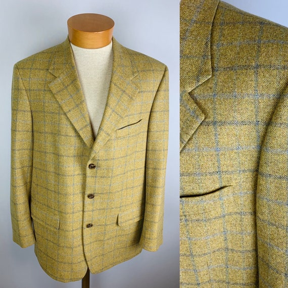 Vintage Men’s Green Plaid Blazer Sports Coat Size… - image 1