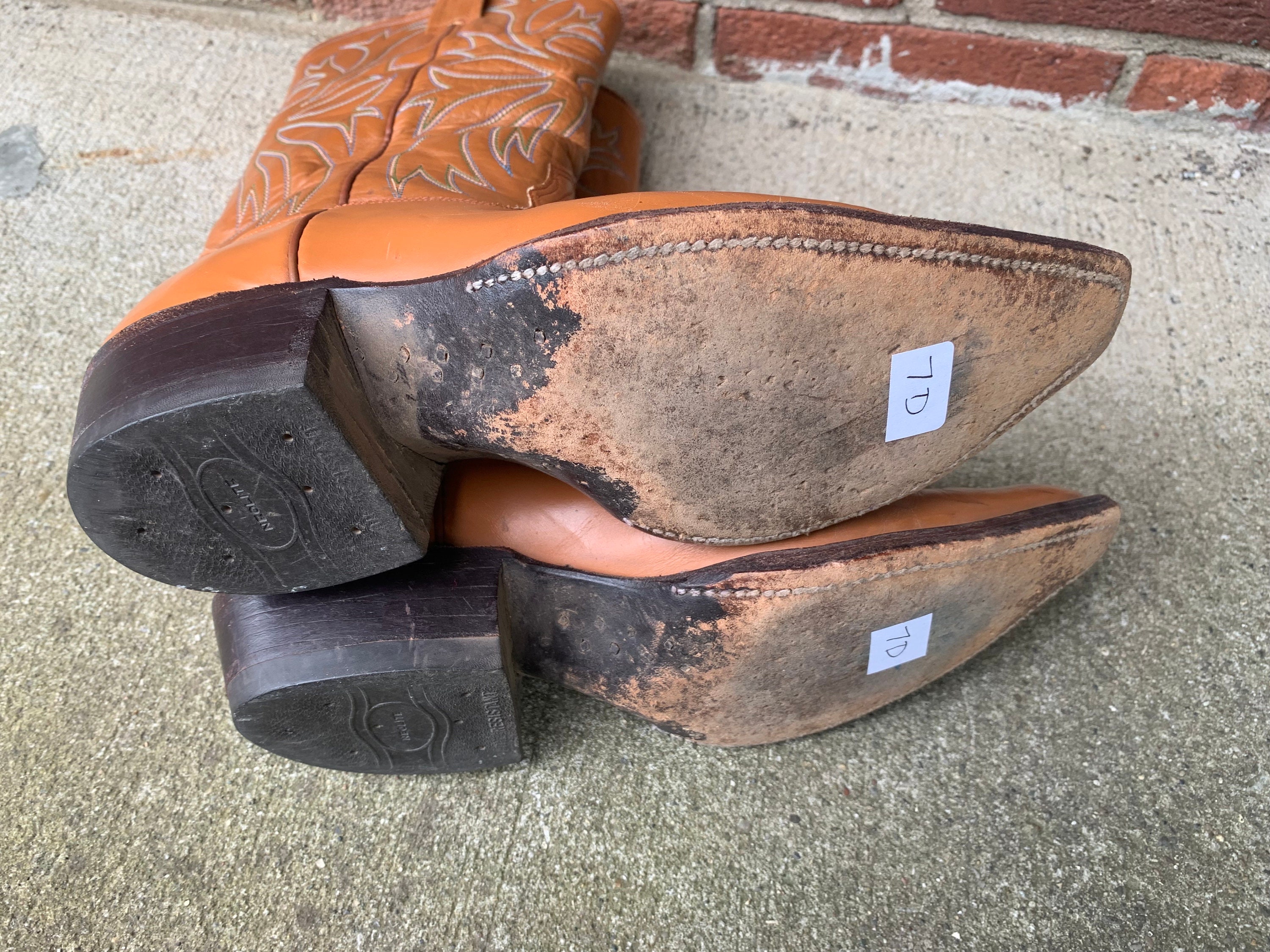 Bottes De Cowgirl Vintage Nocona - Butterscotch - Taille 7 B - Cuir USA