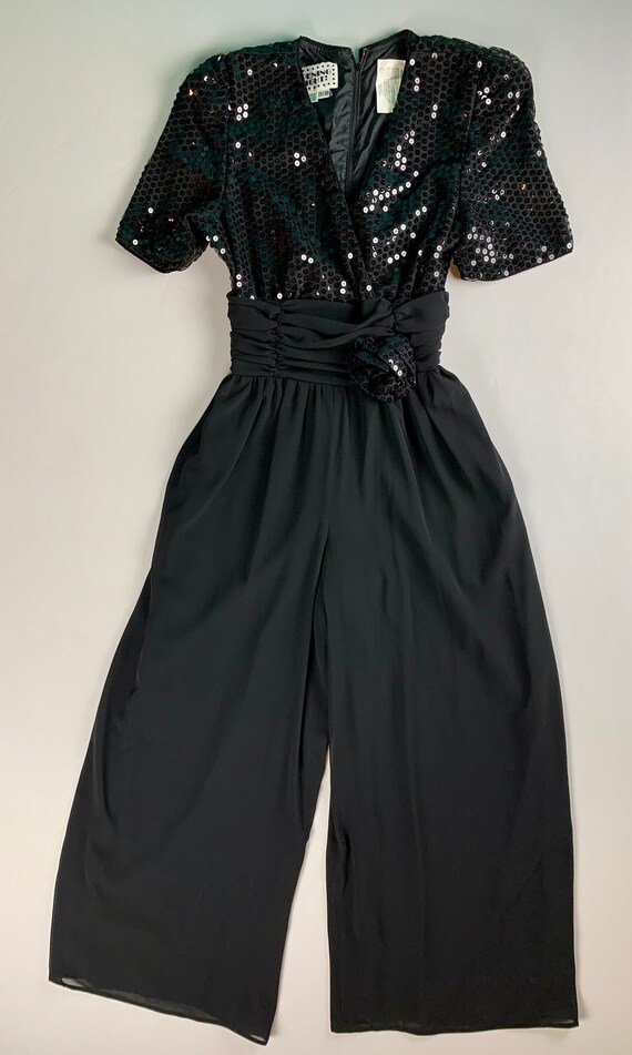 Black Evening Cocktail Party Sequined Jumpsuit | … - image 7