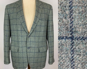 Vintage 60’s Men’s Green Check Wool Blazer Sports Coat Size 40