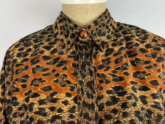 Vintage 80’s Leopard Print Blouse Size Large - image 7