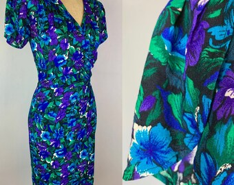 Vintage 90s Floral Rayon Dress Size Small