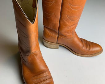 Vintage 70s Men’s Round Toe Boho Frye-Type Brown Boots Size 12D