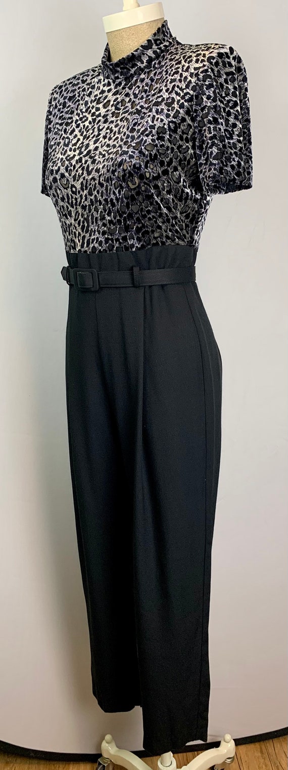 Vintage 90s Black Leopard Print Jumpsuit  Small - image 7