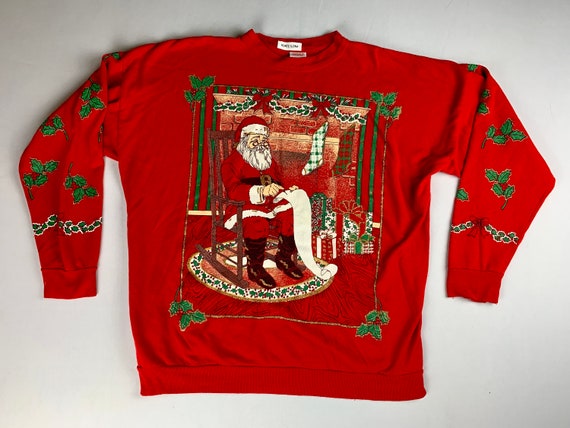 Vintage Ugly Christmas Sweater Sweatshirt Santa S… - image 1