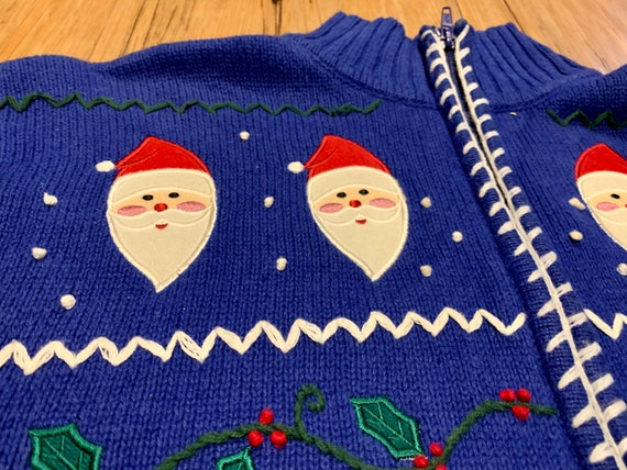Vintage Santa Reindeer Ugly Christmas Sweater Christmas Trees View 4