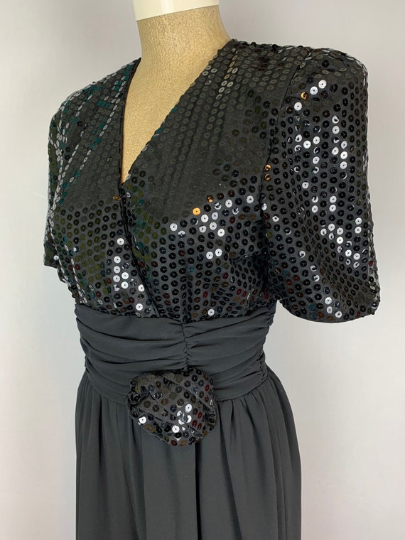 Black Evening Cocktail Party Sequined Jumpsuit | … - image 4