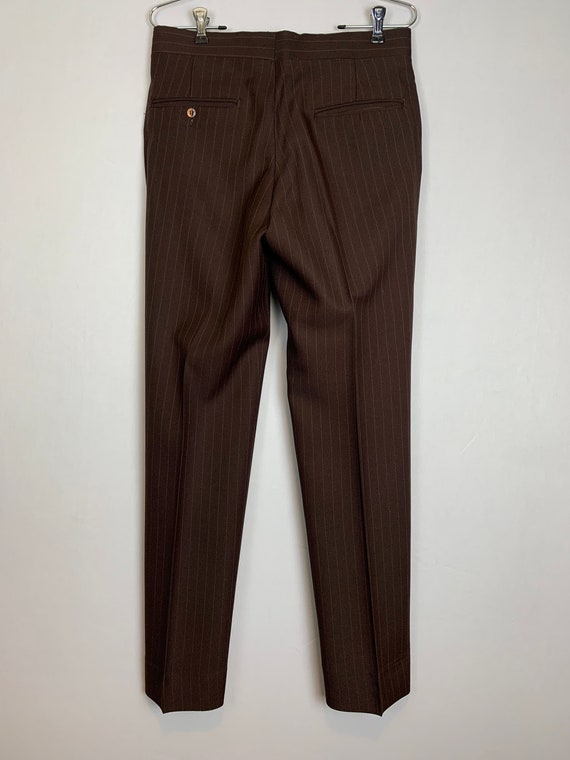 Vintage 70s Brown Pinstripe Polyester Suit 38, 32… - image 8