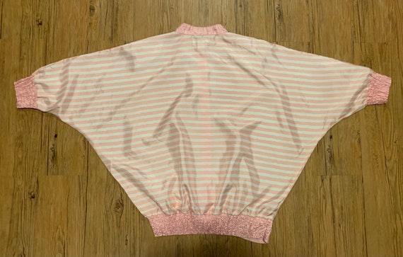 Vintage 80s | Pink Striped Batwing Blouse  | Size… - image 2