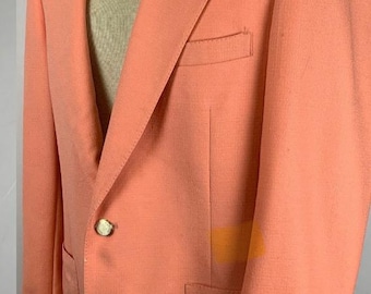 Vintage 70s Pierre Cardin Tan Blue Orange Striped Herringbone