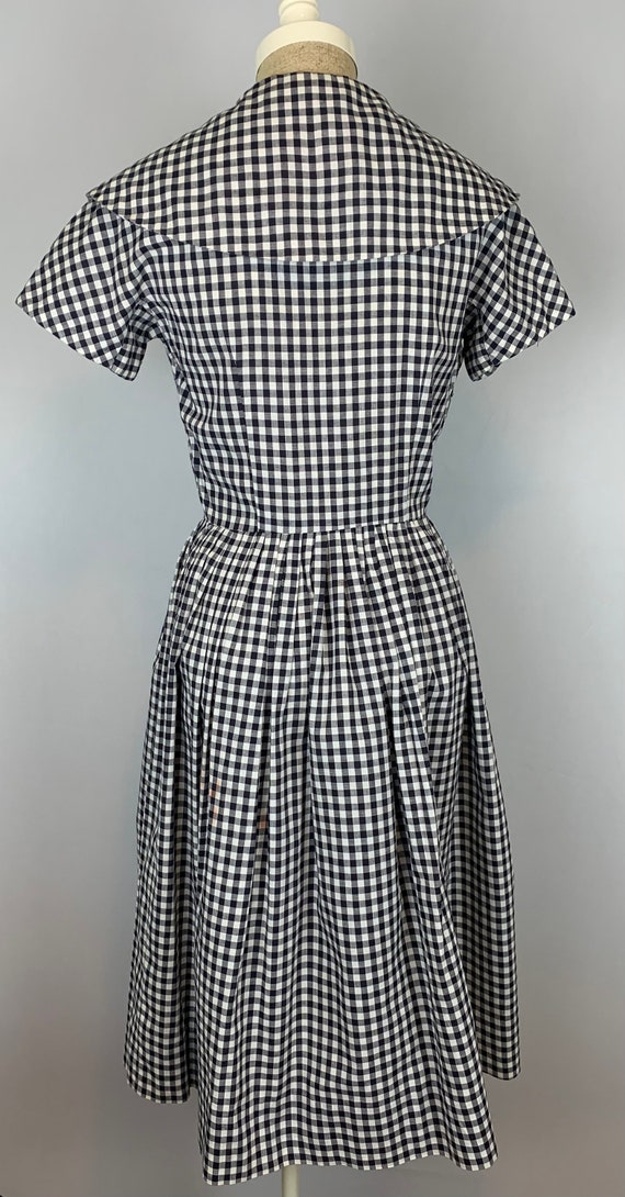 Vintage 50s Black and White Gingham Dress Size Sm… - image 3