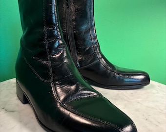 Vintage 70's Men's Black Zipper Boots by Nunn Bush Size 8D - Etsy
