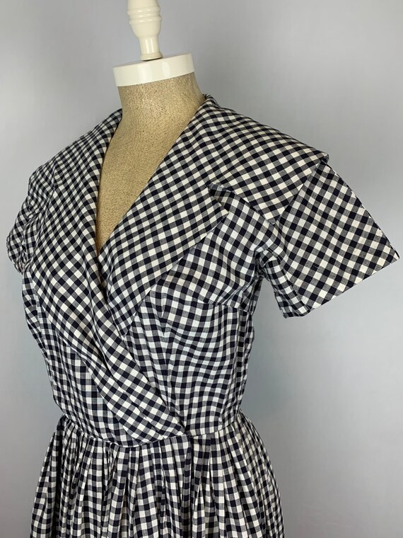 Vintage 50s Black and White Gingham Dress Size Sm… - image 7