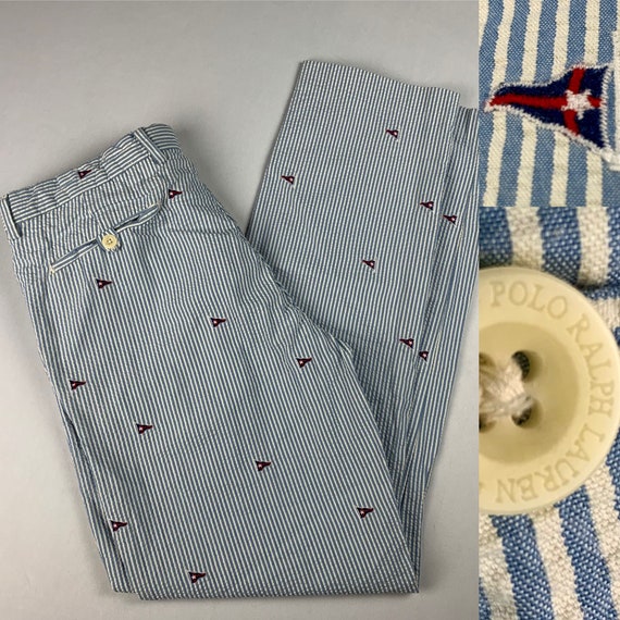 Vintage Ralph Lauren Seersucker Pants With Flags - Etsy