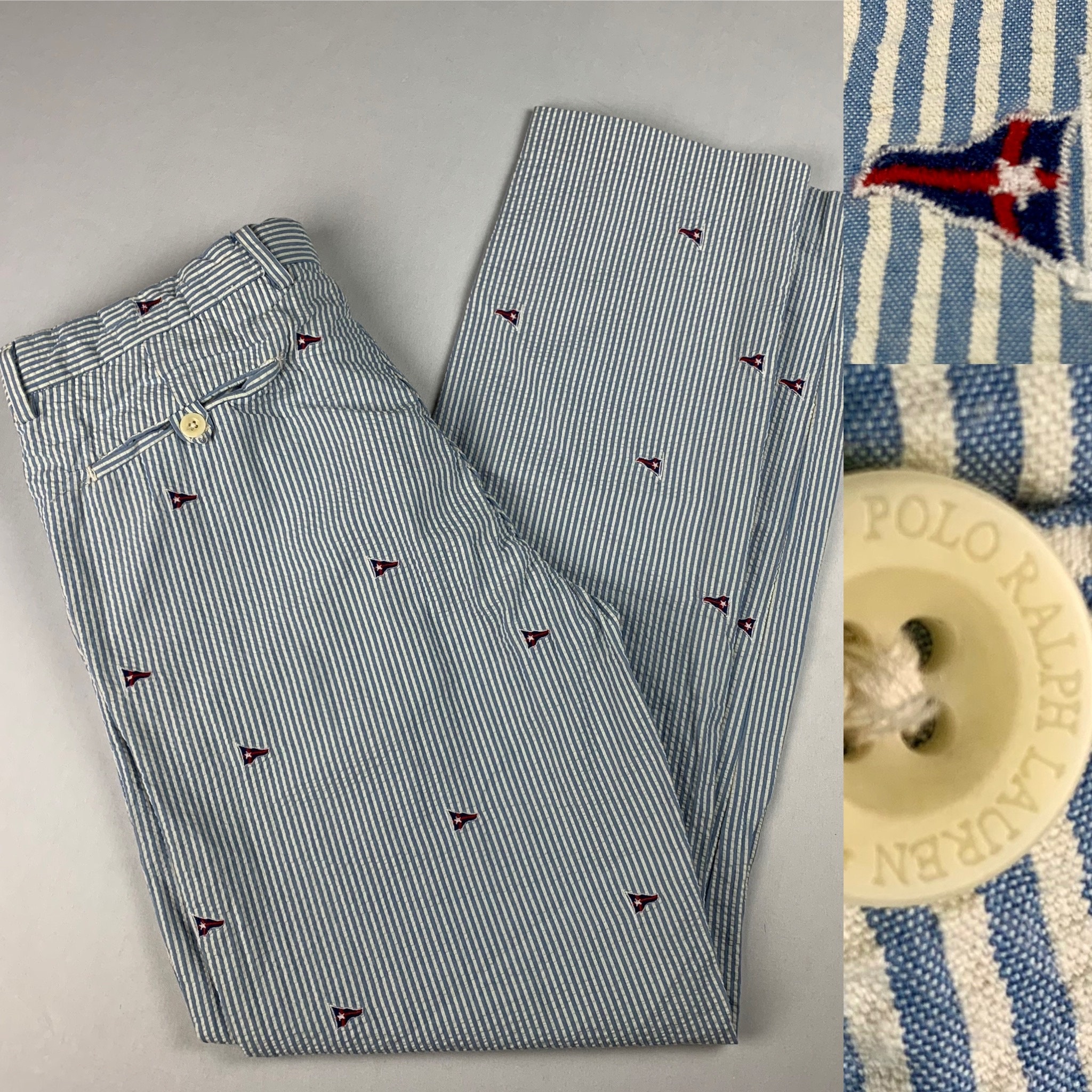 Vintage Ralph Lauren Seersucker Pants With Flags - Etsy
