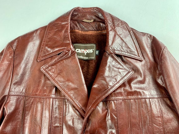Vintage 70's Men's Burgundy Leather Jacket Size 44 - Etsy