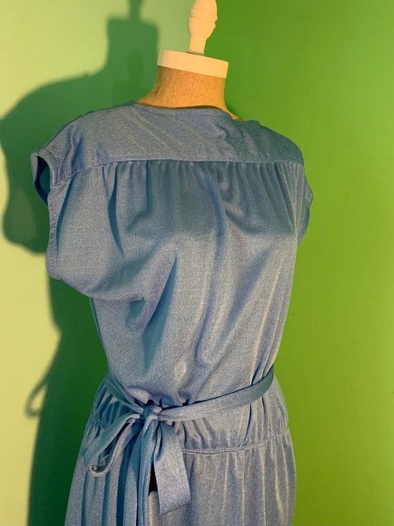 1970s Women’s Light Blue Polyester Dress - image 2