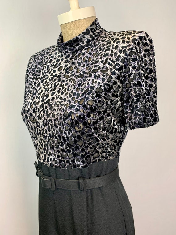 Vintage 90s Black Leopard Print Jumpsuit  Small - image 4