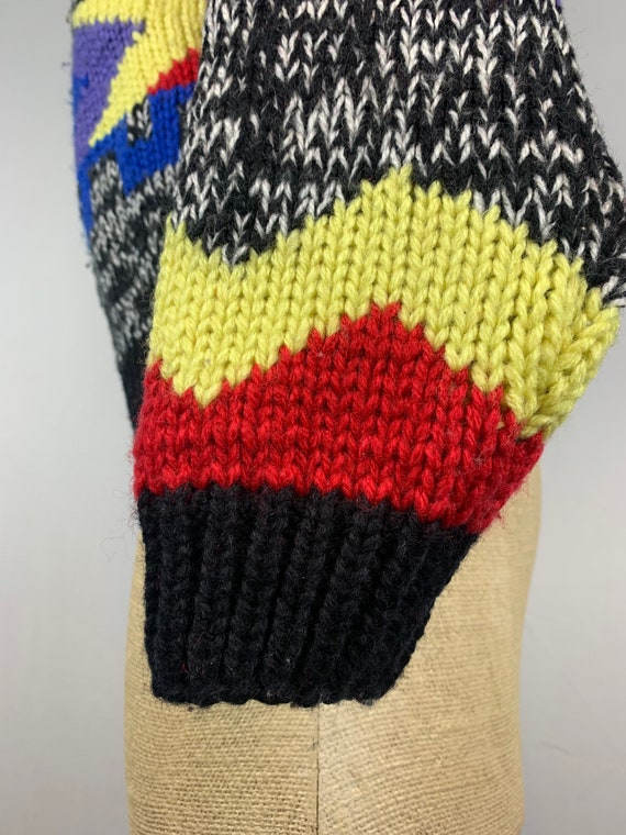 Vintage 80’s Men’s Multi Colored Hand Knit sweate… - image 6