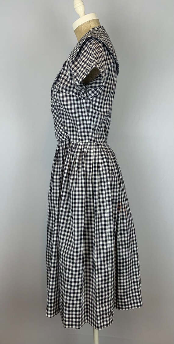 Vintage 50s Black and White Gingham Dress Size Sm… - image 4