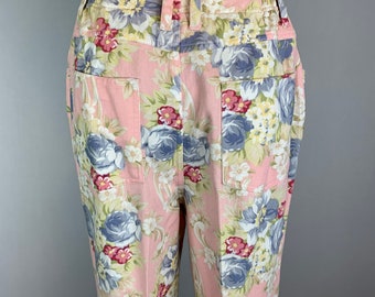 Pantalon fuselé taille haute fleuri rose vintage des années 90 Cottagecore petite taille