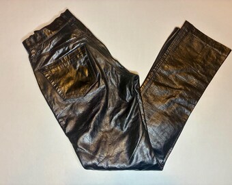 Vintage 90s GAP Black Leather Pants- Size Small,  27 x 31