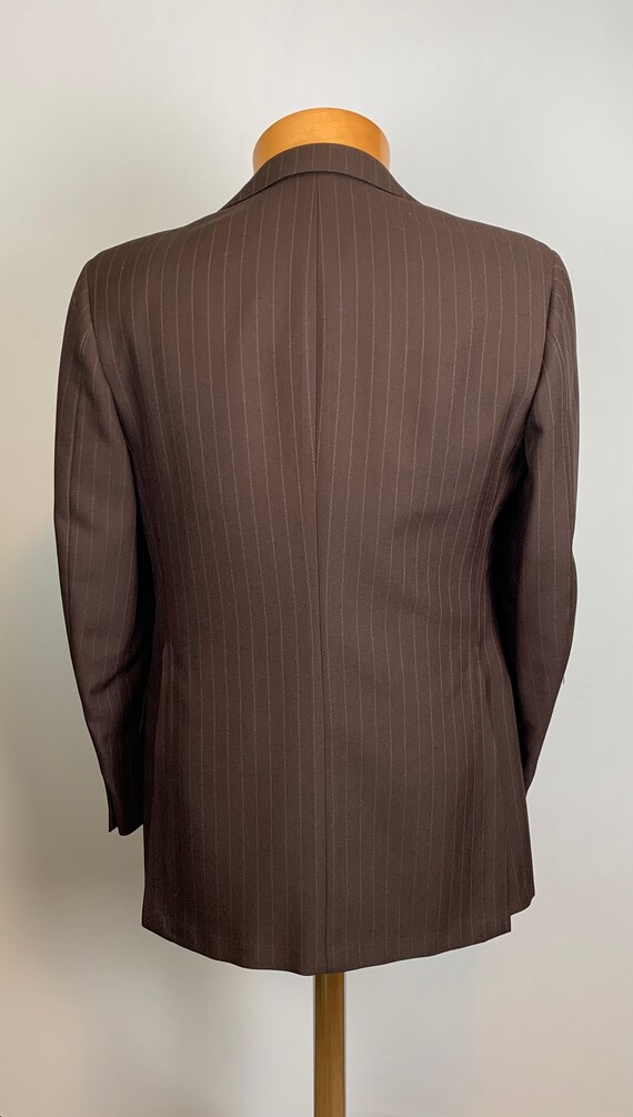 Vintage 70s Brown Pinstripe Polyester Suit 38, 32… - image 3