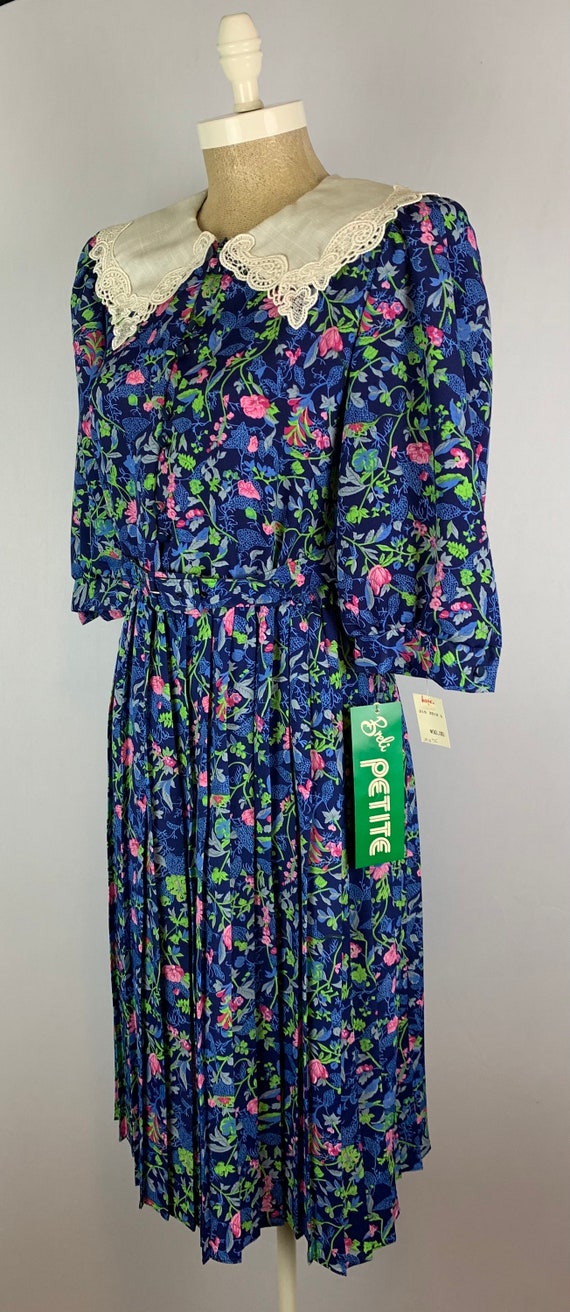 Vintage 90s Floral Cottagecore Bertha Collar Dres… - image 3