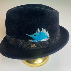 Vintage Late 50’s Early 60’s Men’s Size 7 Blue Velvet Stetson Fedora Hat