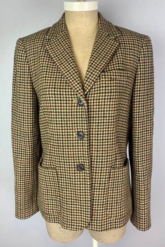 Vintage Dark Academia Chaps Tan and Green Wool Ho… - image 2