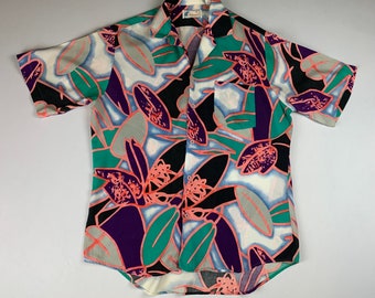 Vintage 90’s Abstract Islander Print Rayon Shirt Size Medium