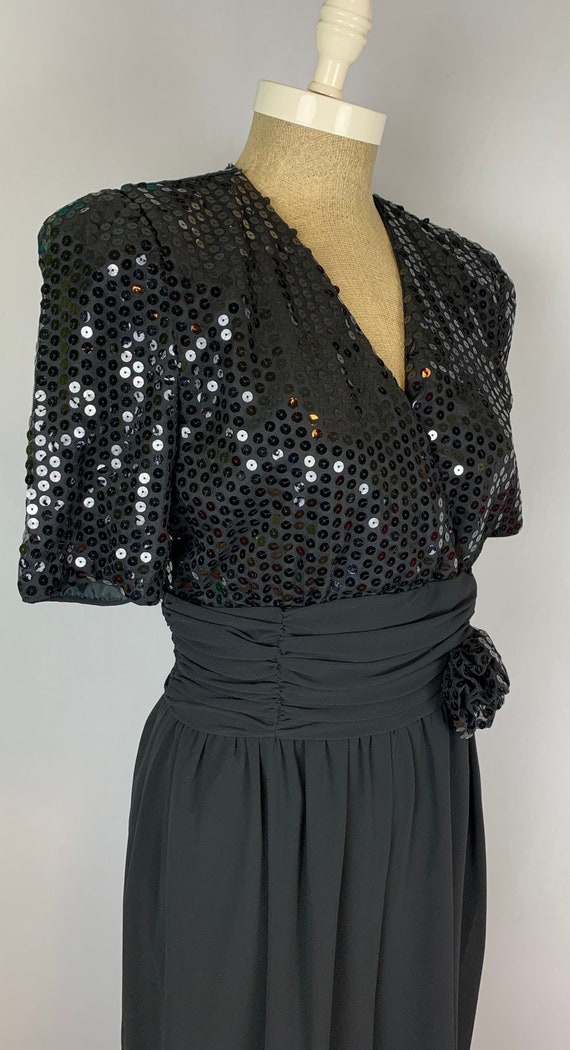 Black Evening Cocktail Party Sequined Jumpsuit | … - image 5