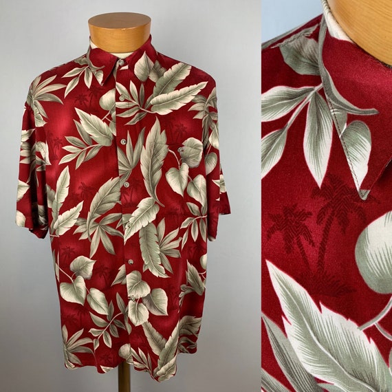 Vintage 80s 90s Rayon Hawaiian Shirt Size Large F… - image 1