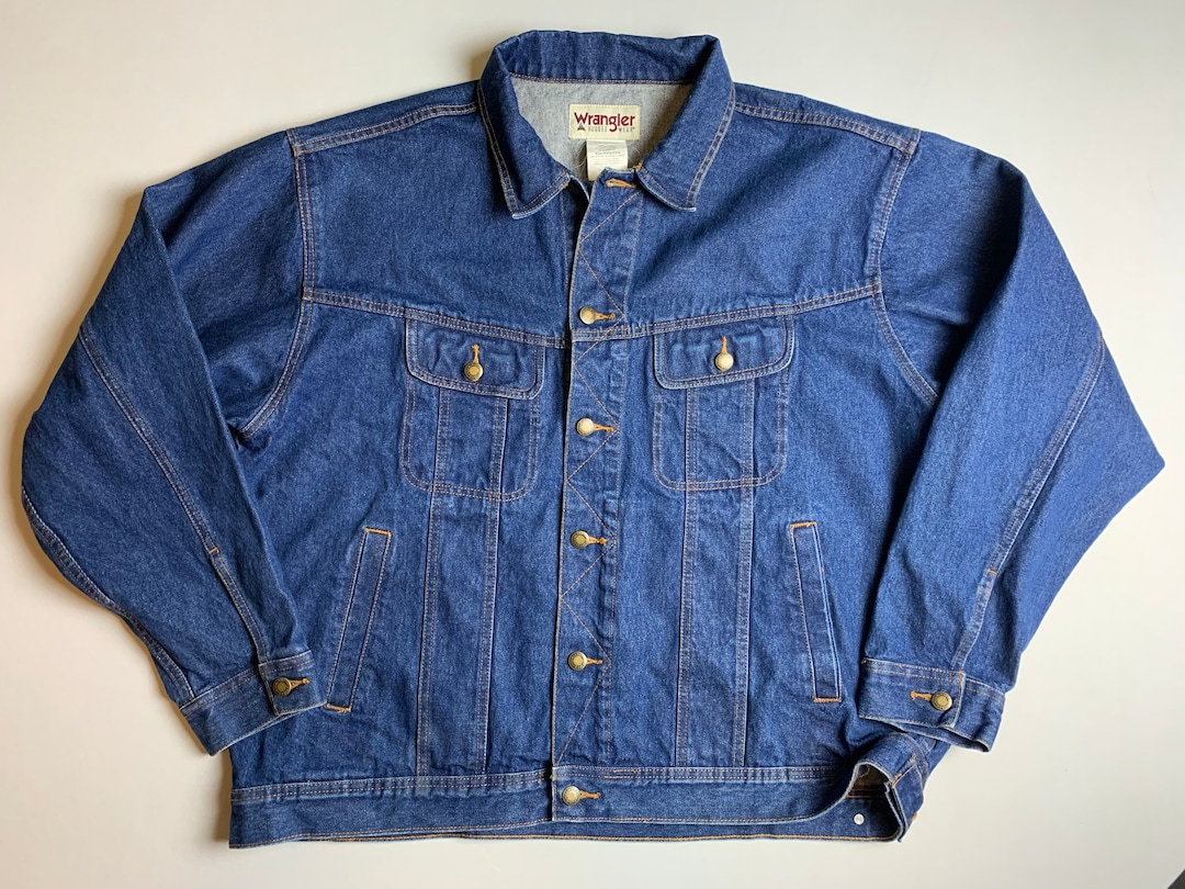 Vintage Wrangler Rugged Wear Dark Denim Trucker Jacket Size XXL - Etsy