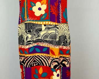 Vintage 90s Zebra Floral Print Rayon Dress Size 8 Medium