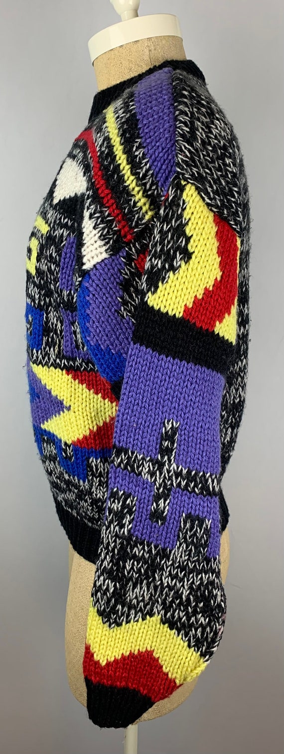 Vintage 80’s Men’s Multi Colored Hand Knit sweate… - image 4