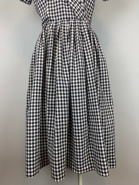 Vintage 50s Black and White Gingham Dress Size Sm… - image 6